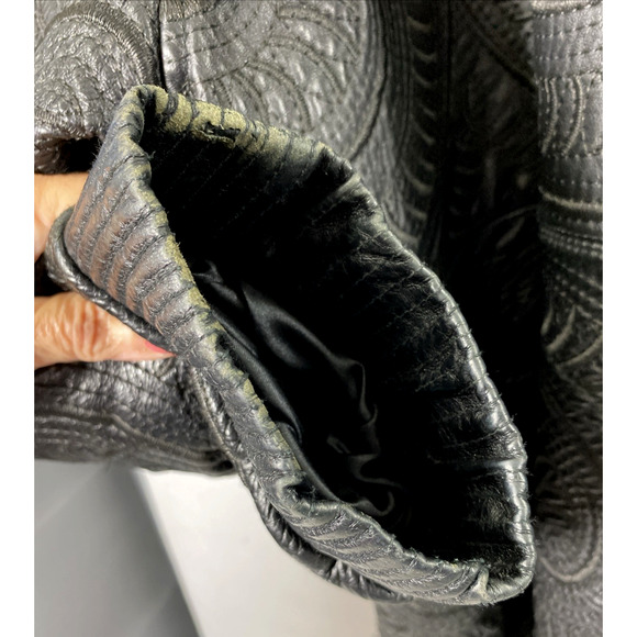 Anthm Design Co Leather Jacket Mens Size 6XL Full Zip Bomber Biker Black‎ Swirl - Picture 8 of 16